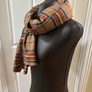 Plaid Scarf with Multicolor Stripes